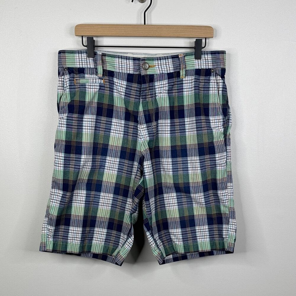 Tommy Bahama Plaid Multicolor 100% Cotton Casual Khaki Chino Shorts Men's Sz 34